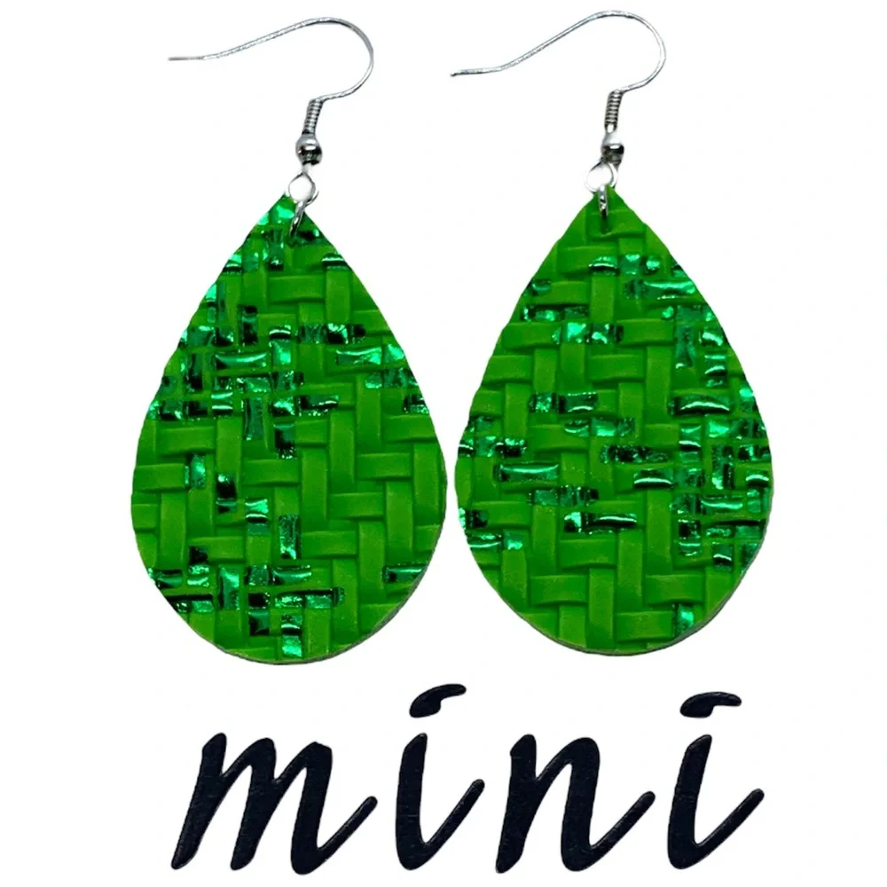 Mini Faux Leather Teardrop Earrings - Picture 1 of 4